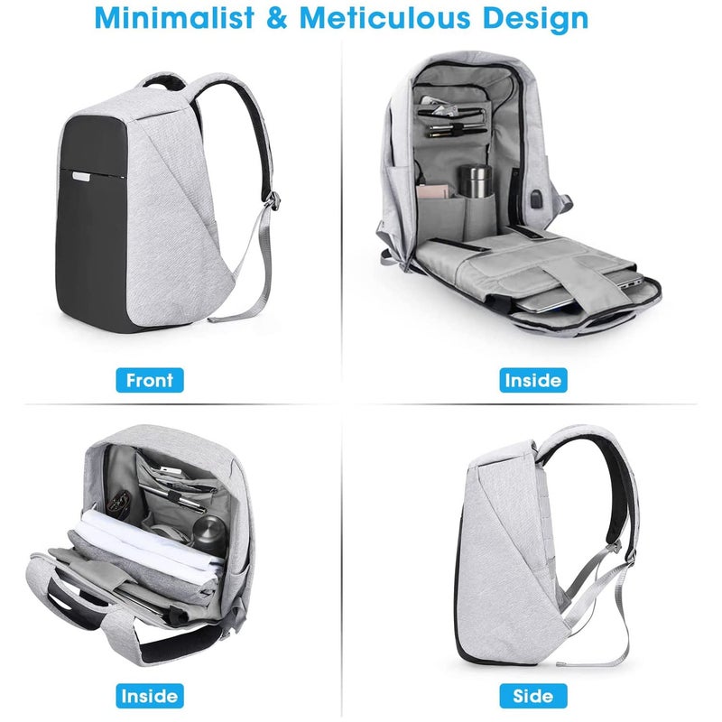 oscaurt Anti Theft Backpack 15.6 Inch Laptop Travel Backpack with Hidden Zipper and USB Charging Port Waterproof Business Computer Bag for Men & Women - Image 5